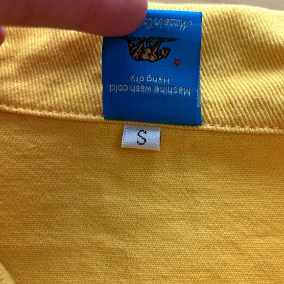 High Key Bright Yellow 100% Cotton Jean Jacket | Size Small - Picture 7 of 8